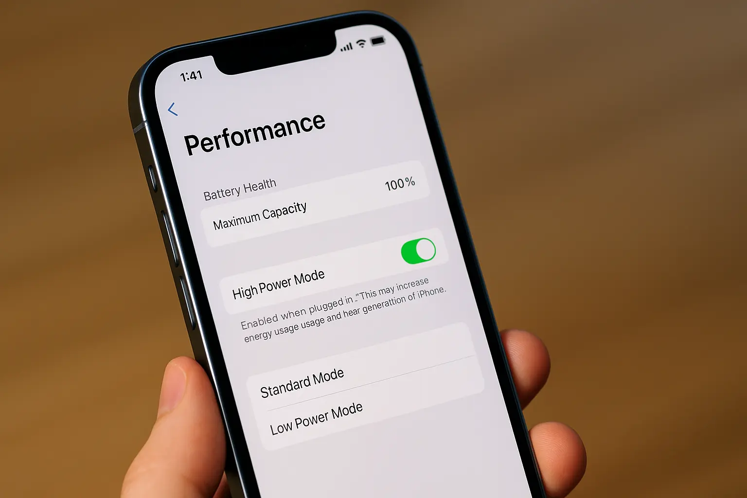 Performance settings in iOS 26.2 Beta 2