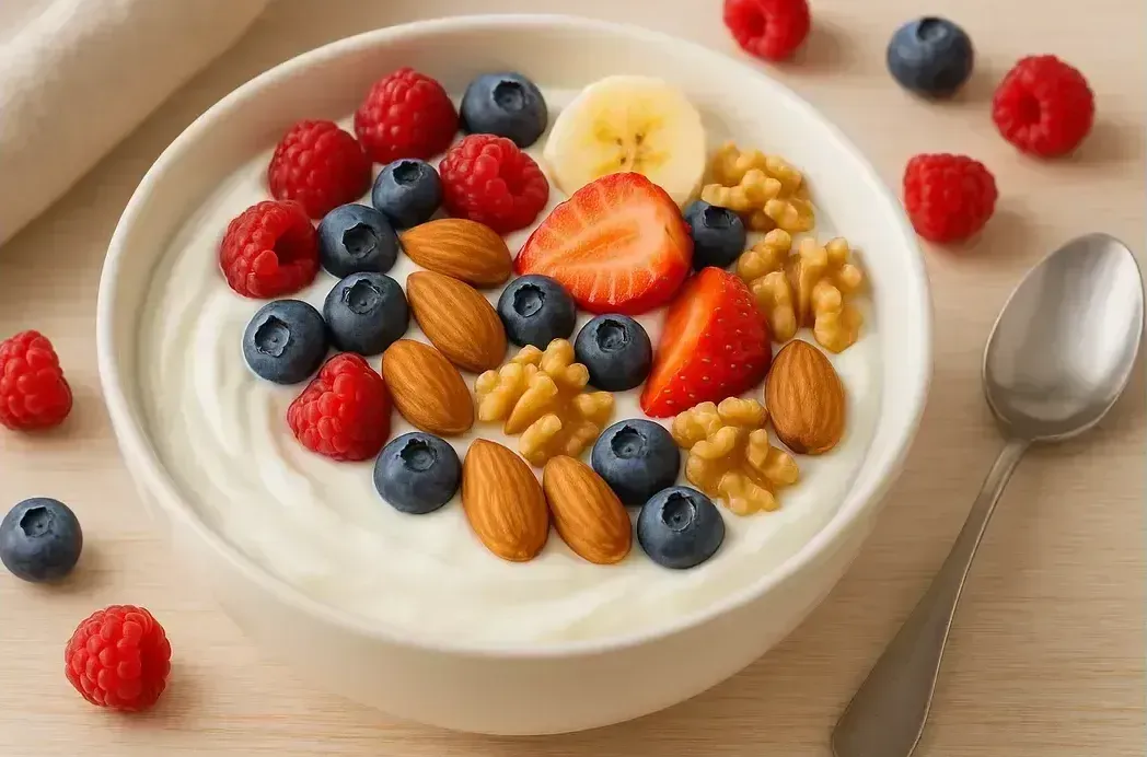 Greek yogurt bowl high-protein breakfast.