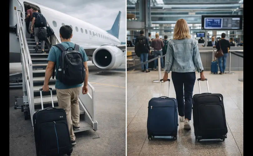 The image should illustrate different airline service models without suggesting superiority