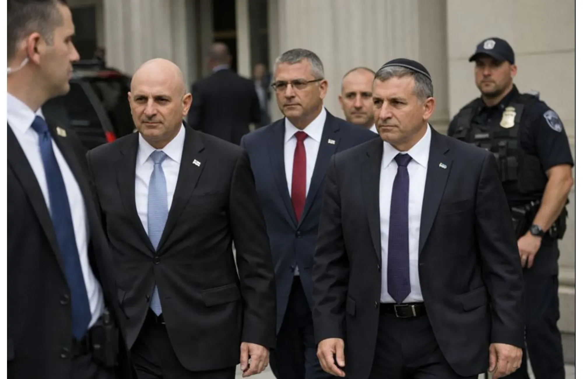 Israeli defense officials arriving for meetings in Washington.