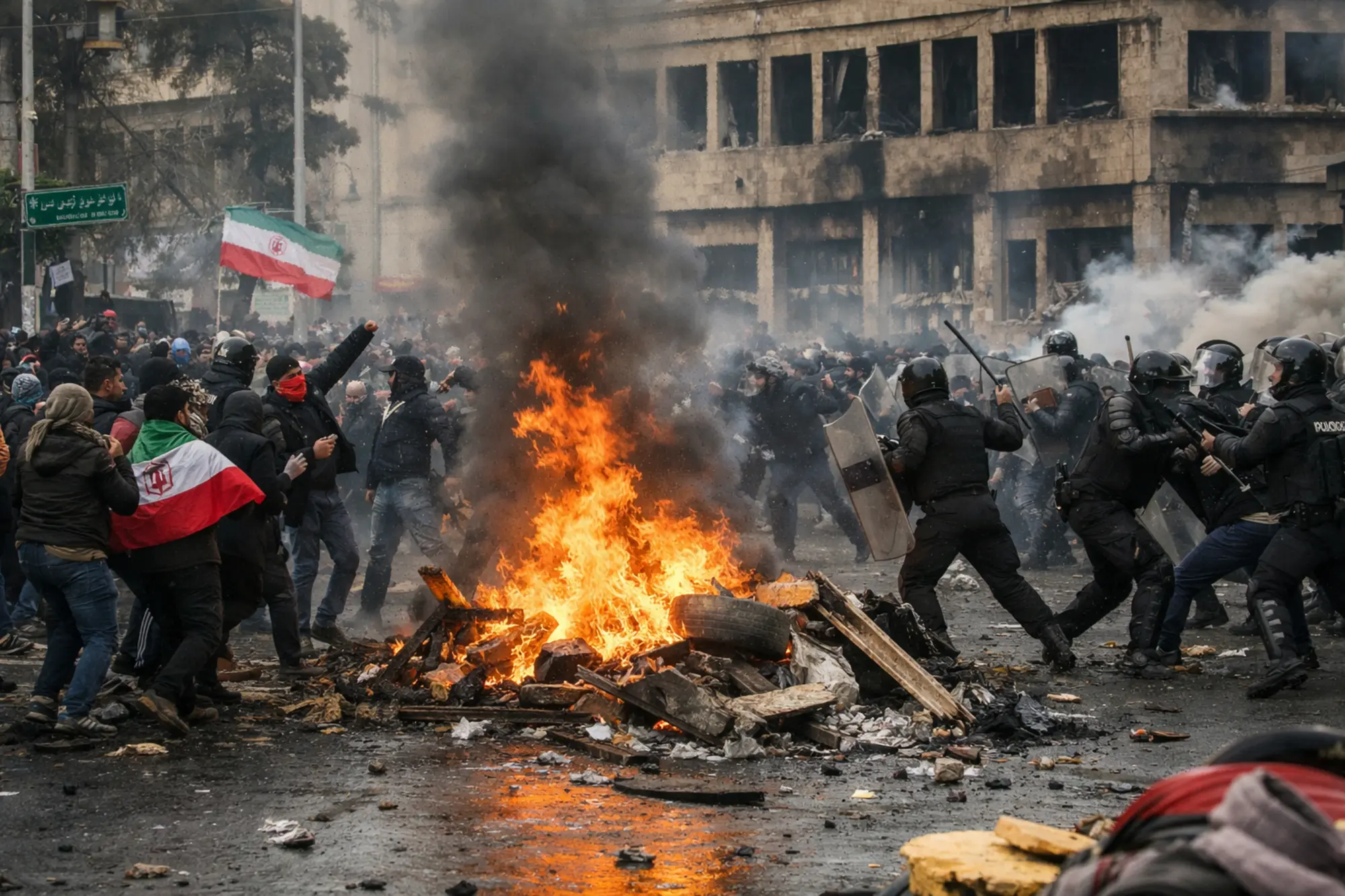 Clashes between protesters and security forces in Iran