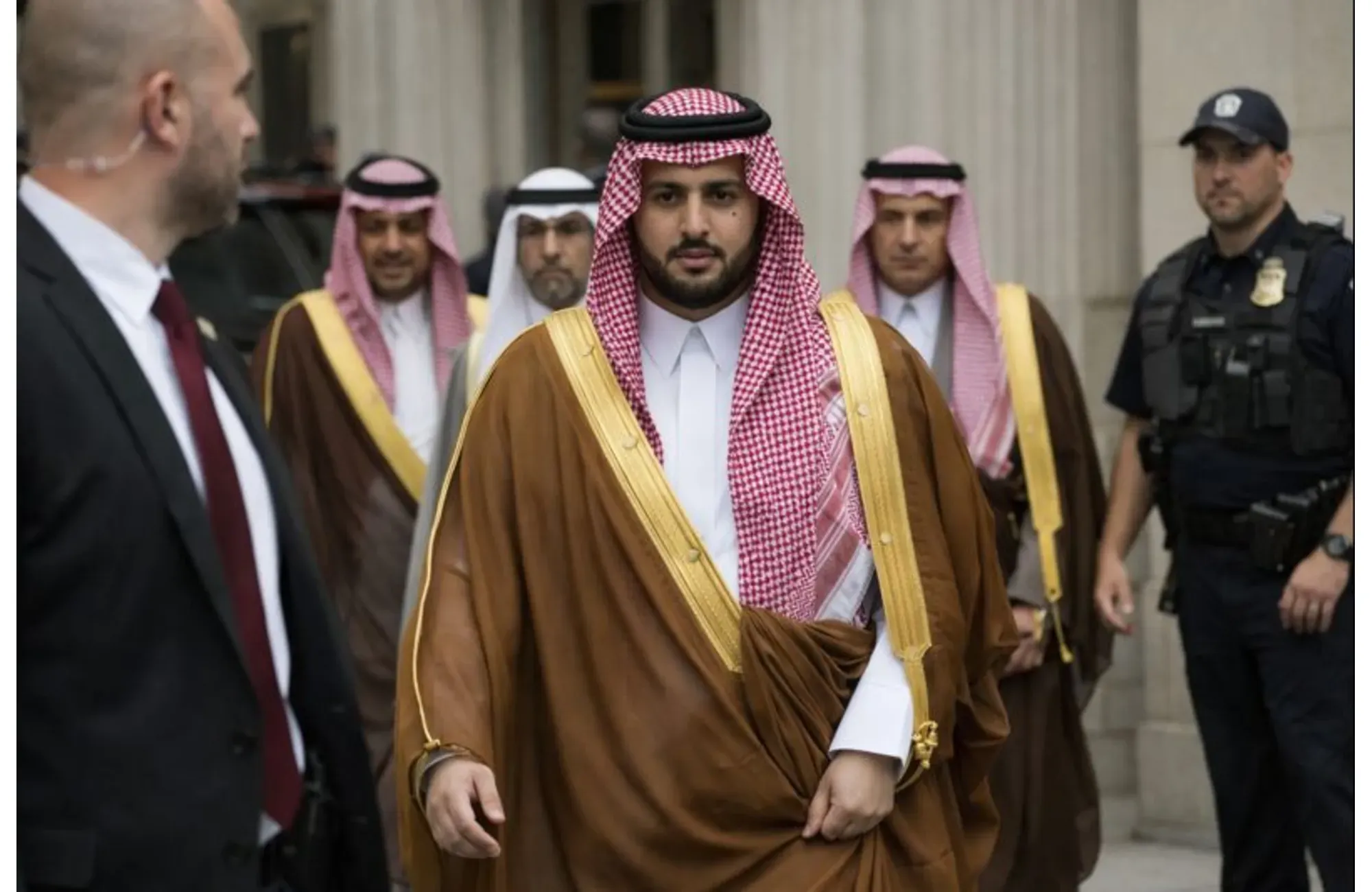 Saudi officials arriving for diplomatic talks in Washington.