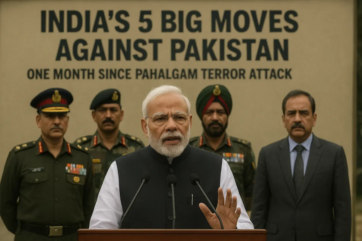 Indian Prime Minister addressing media with Army officials on India’s 5 moves after Pahalgam Terror Attack