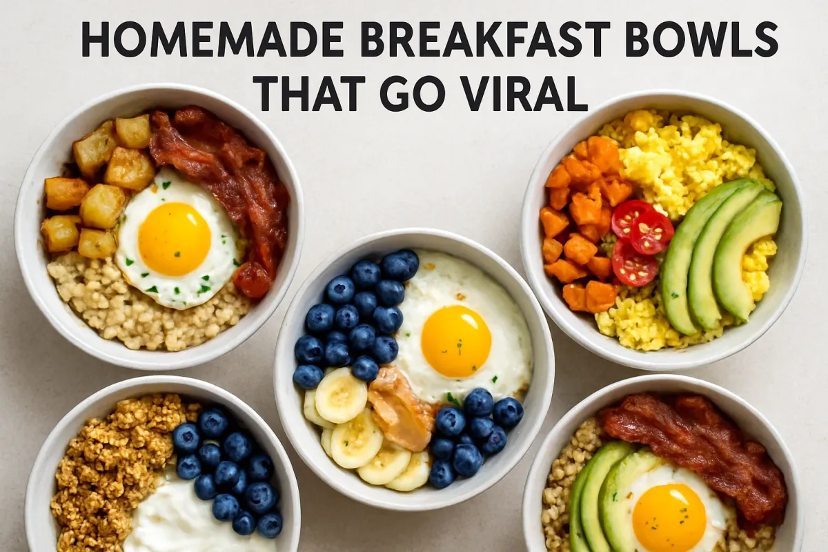 Vibrant homemade breakfast bowl that goes viral with a breakfast bowl recipe with potatoes and eggs, featuring avocado and sp