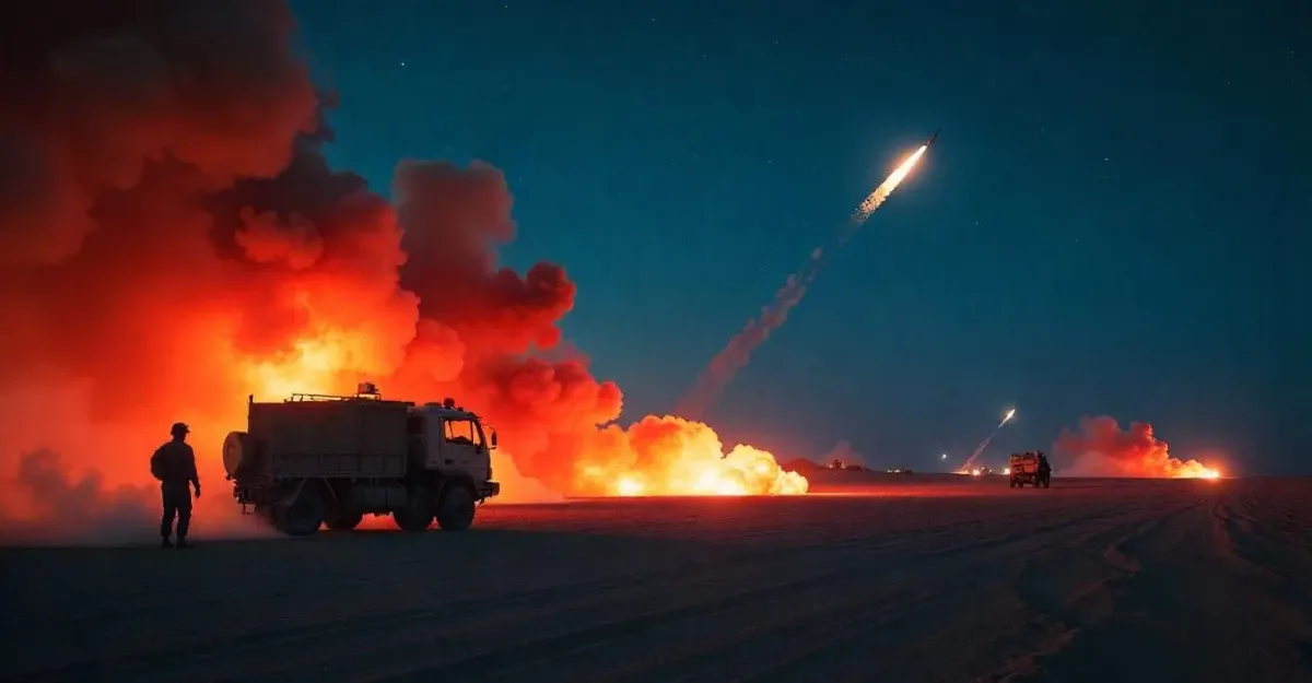 Nighttime missile strike during Iran attack on US base at Al Udeid Air Base