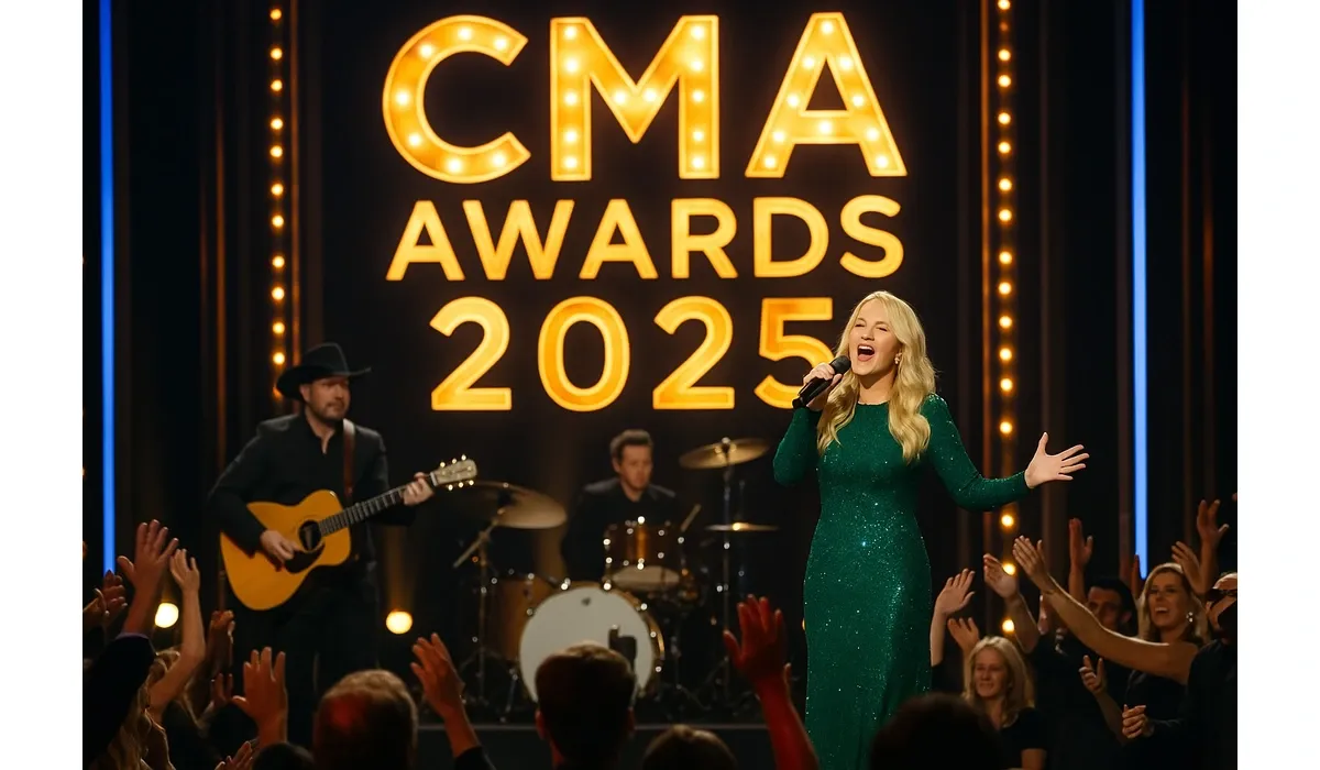 Country stars posing on the CMA Awards 2025 red carpet.