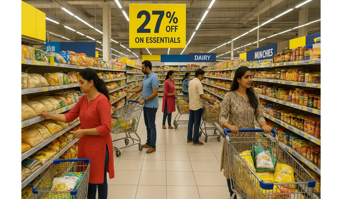 New GST rates on food items in Indian supermarket
