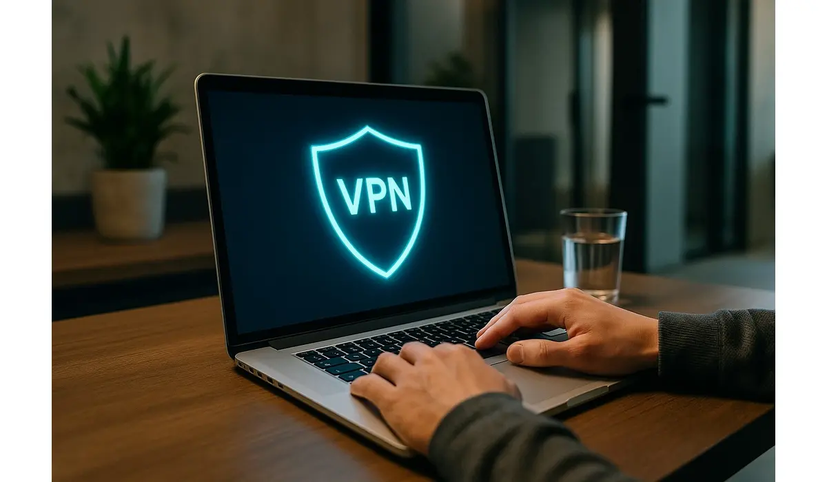 User browsing securely with free VPNs that actually work enabled on a laptop in 2025.