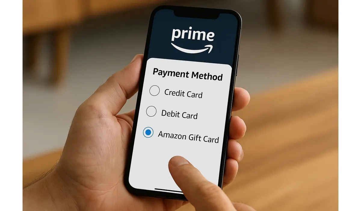 User selectingAmazon Prime Update Payment Method on smartphone.
