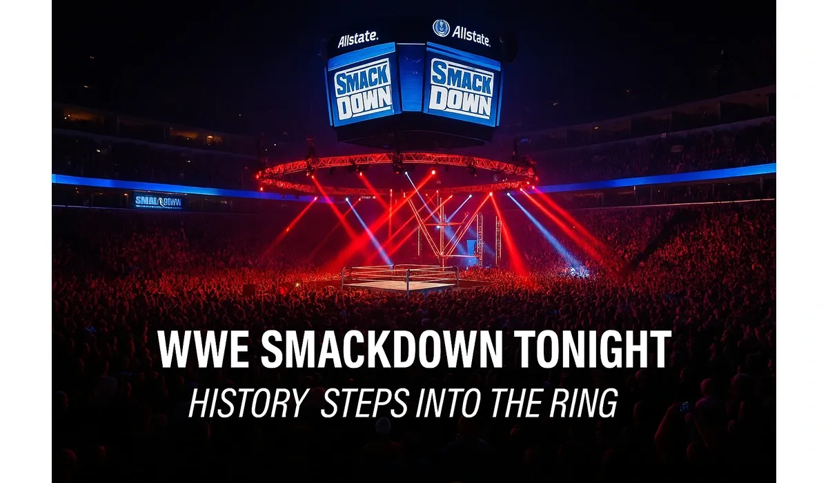 Allstate Arena packed with excited WWE SmackDown Tonight overlay