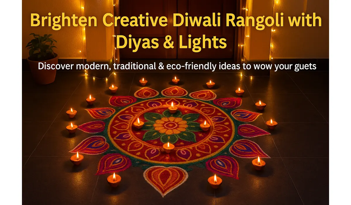 Creative Diwali rangoli designs with diyas and lights 2025.