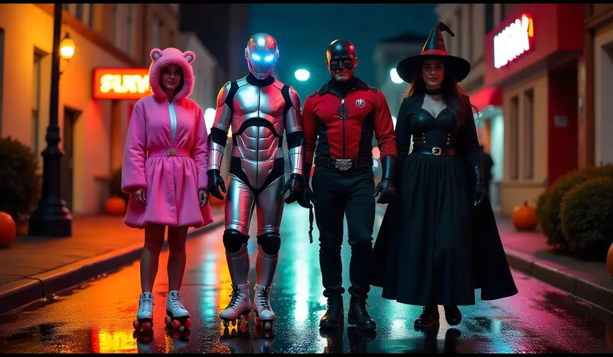 Top Trending Halloween Costumes 2025 in the USA including Barbie, AI avatars, witches, superheroes.