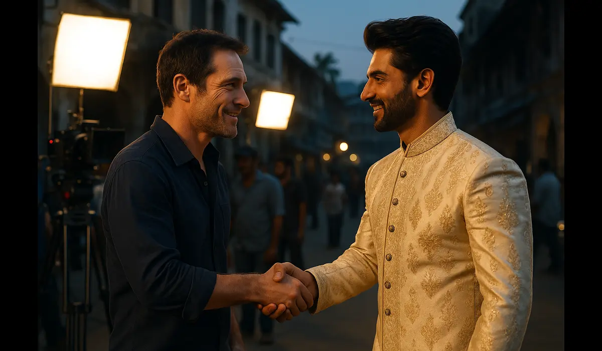 Hollywood stars who can’t resist Bollywood meeting on film set.