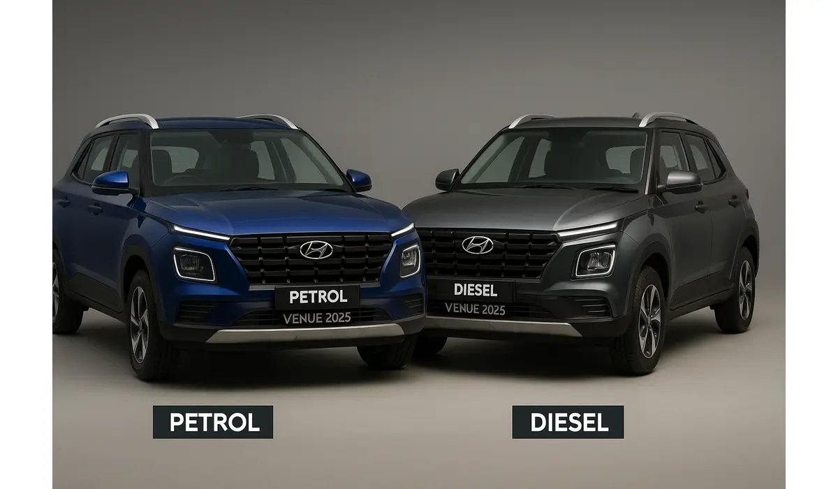 Hyundai Venue 2025 petrol and diesel comparison.