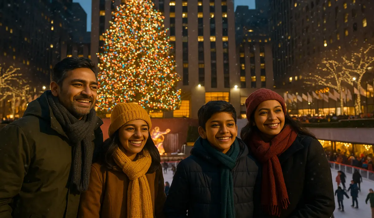 Best USA travel itinerary for Indians visiting in Christmas & New Year season at Rockefeller Center.