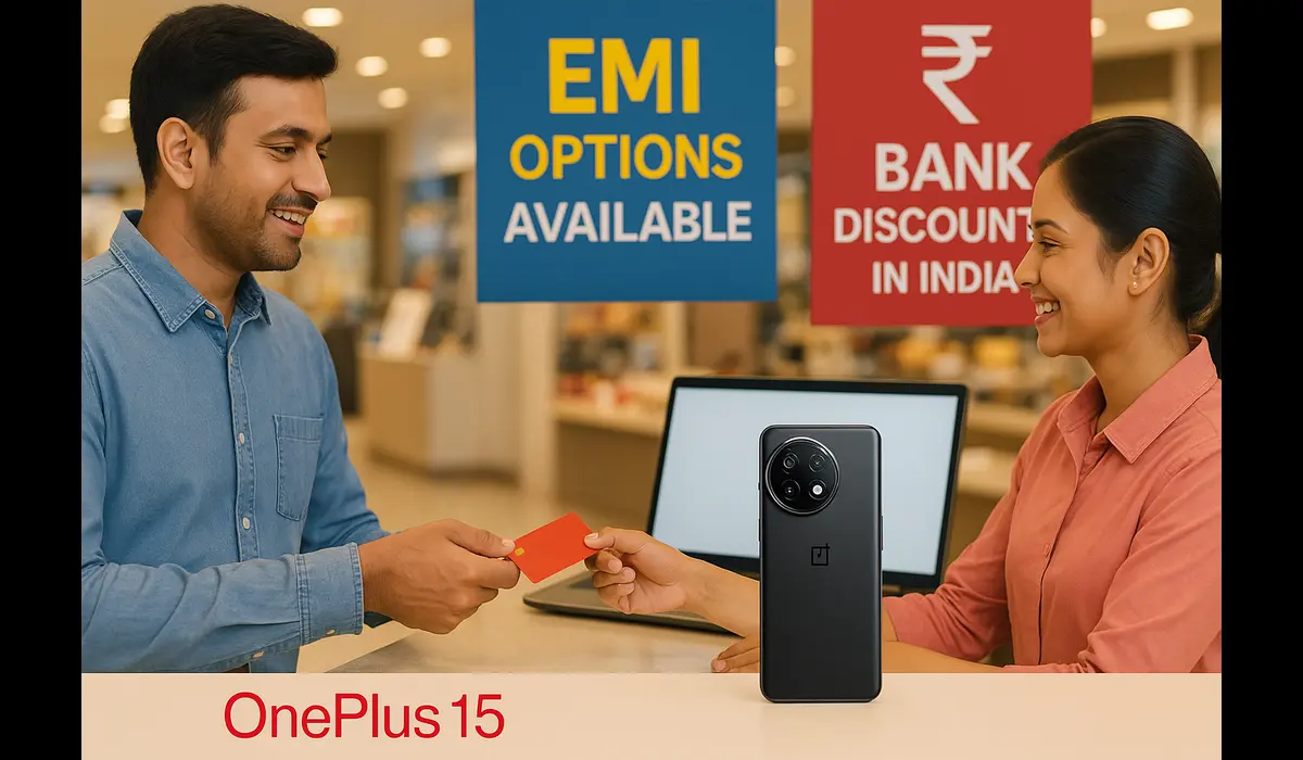 OnePlus 15 EMI options and bank discounts in India.