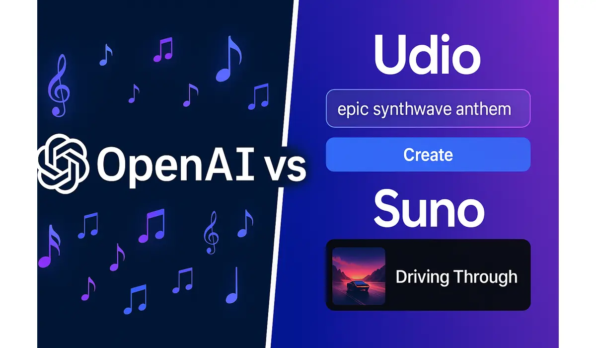 OpenAI AI-powered original song generation platform vs Udio Suno