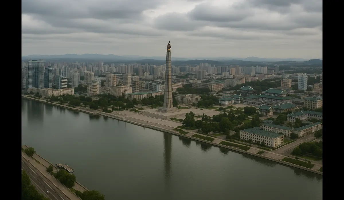 Pyongyang skyline illustrating how to visit North Korea legally.