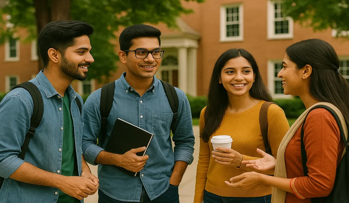 Indian student life in USA campus discussion.