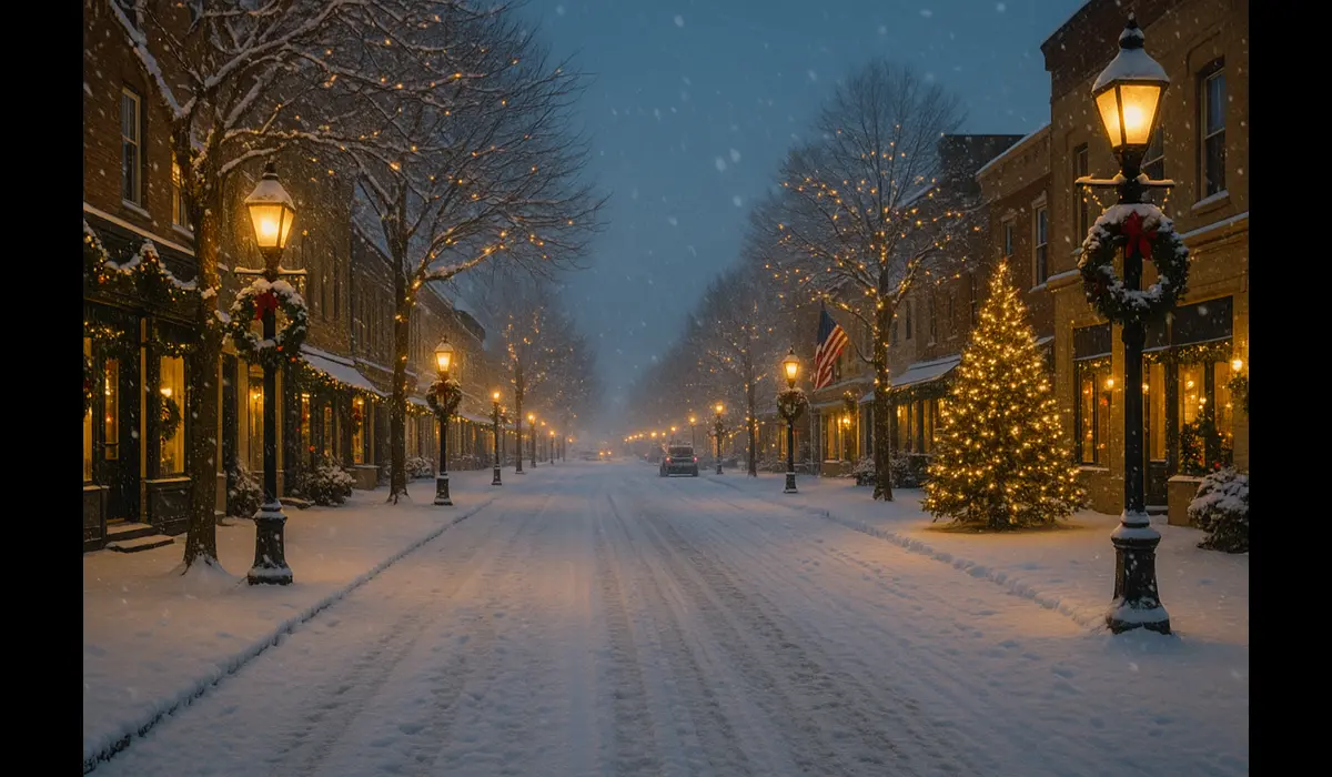 Snowy streets of America during Christmas – USA Christmas holiday packages.
