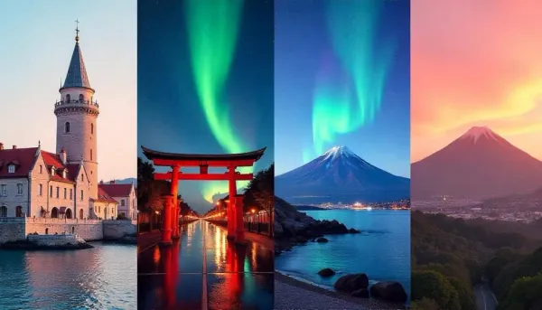 Best travel destinations in 2025 featuring Lisbon, Kyoto, and Reykjavik landmarks.