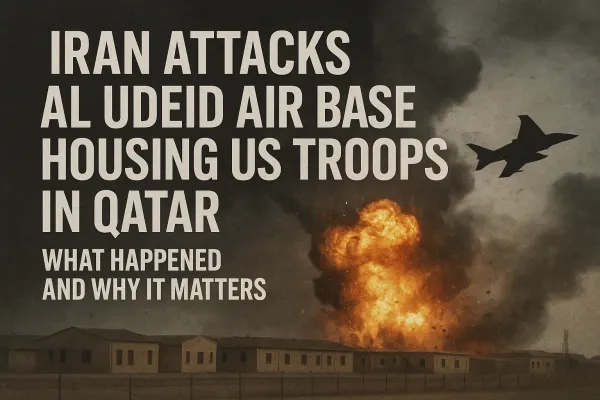 Missile trails over Al Udeid Air Base housing US troops in Qatar during Iran’s attack on June 23, 2025.