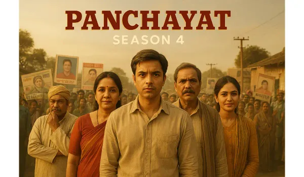 Panchayat Season 4 village scene with characters and news of Iran attacks Al Udeid Air Base housing US troops in Qatar.