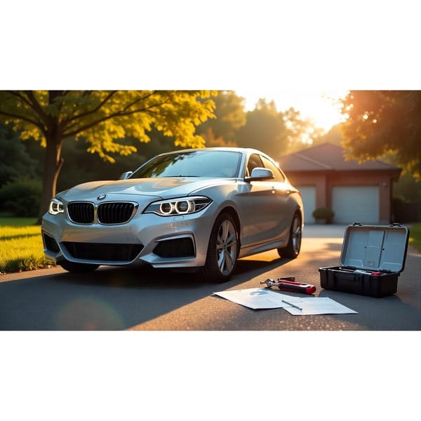 Well-maintained car with toolbox, showcasing the best maintenance tips to keep your car running like new.