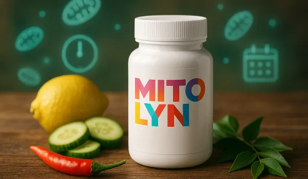 Mitolyn supplement bottle with natural ingredients and one-month challenge icons