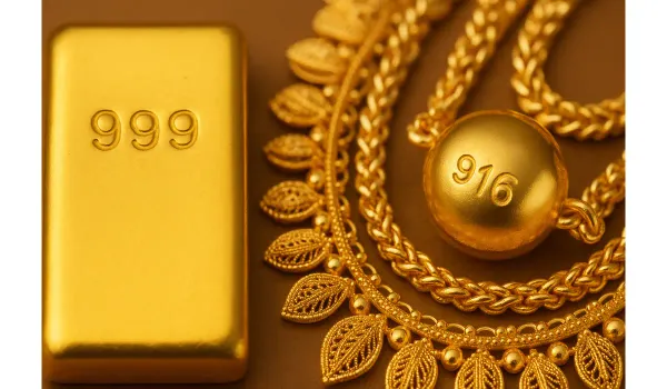 24 carat gold rate in India compared to 22 carat purity comparison