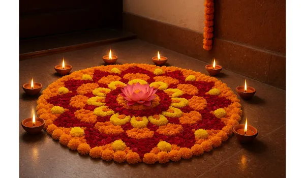diwali rangoli with flowers traditional modern ideas
