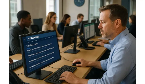 AI tools journalists use to find leads to track leads in a newsroom.