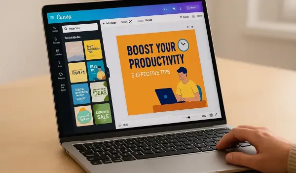 Laptop showing multiple AI image tools for marketers in 2025