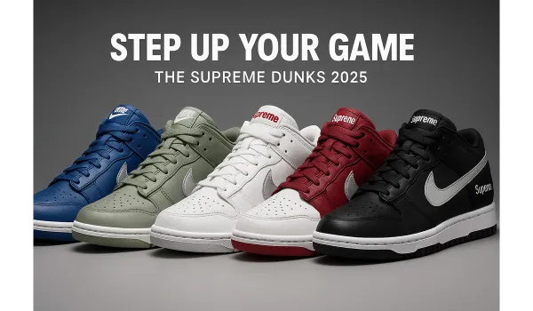 Supreme Dunks 2025 lineup of five colorways in studio lighting
