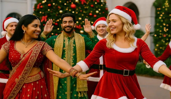 Christmas in Los Angeles USA Bollywood meets Hollywood festivities.