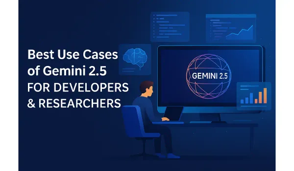 Text: Developer working with Gemini 2.5 for coding and data visualization