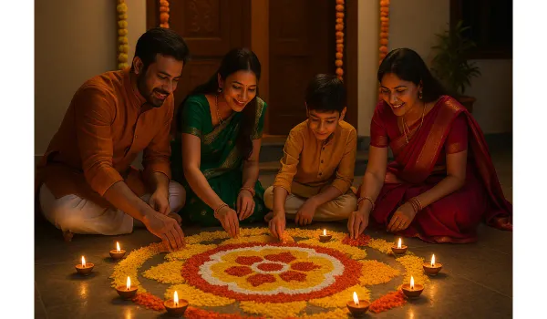 eco-friendly Diwali rangoli designs with natural colors