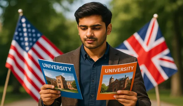 education USA vs UK for Indian students hero image.