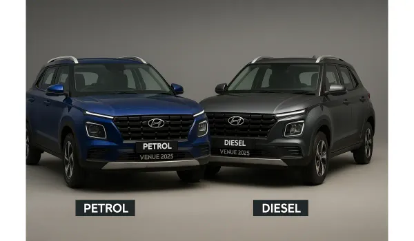 Hyundai Venue 2025 petrol and diesel comparison.