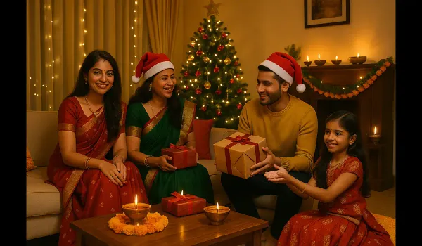 How Indians celebrate Christmas in USA — Indo-American family celebration.