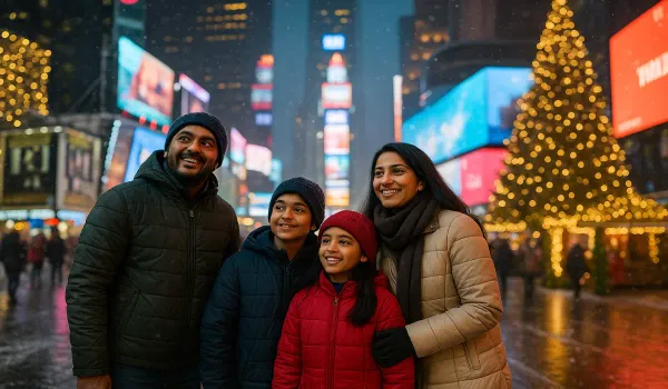 December Best Time for Indians to Explore USA Winter Destinations at Times Square.