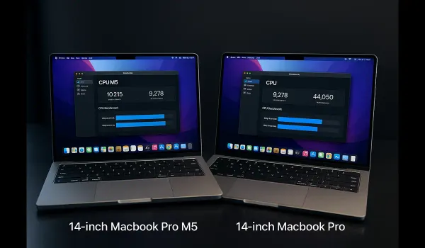14-inch MacBook Pro M5 vs M3 speed comparison benchmark test