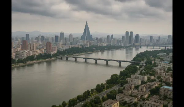 North Korea travel advisory 2025 city skyline.