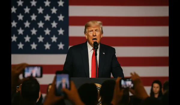 Trump says young TikTok users owe him for saving the app during speech.