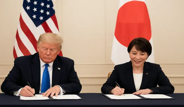 Trump Takaichi rare earth minerals agreement signing in Tokyo.