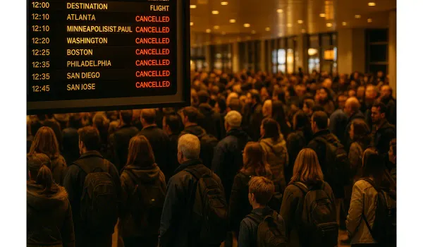 US shutdown flight cancellations latest update chaos at airport