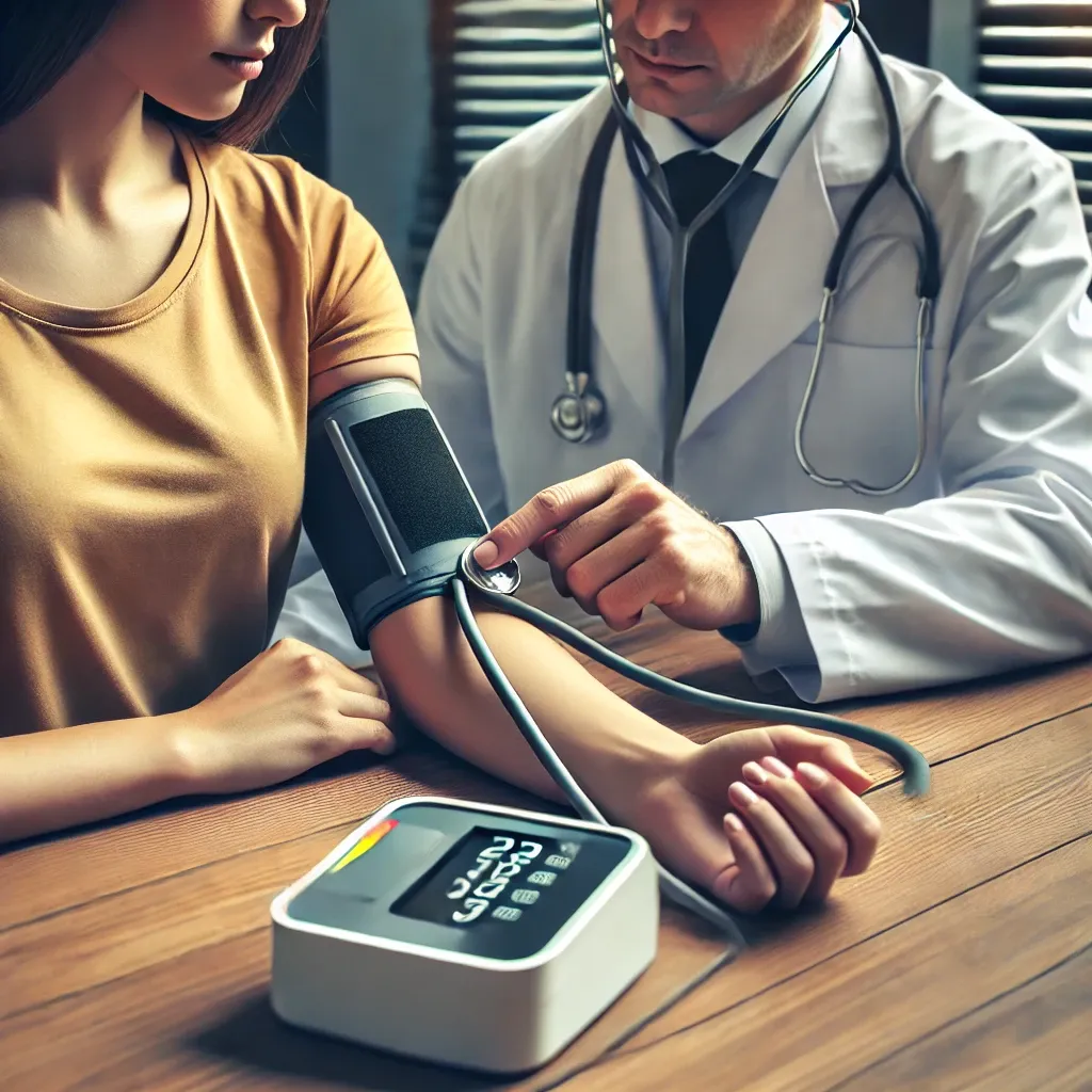 Blood pressure check during a routine health check-up
