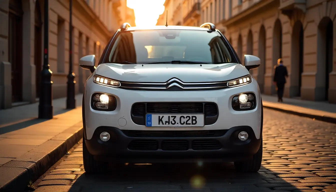 Citroën C3 stylish front view with bold grille and LED headlights