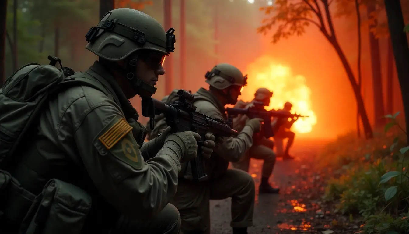 US soldiers taking cover during Iran missile attack.