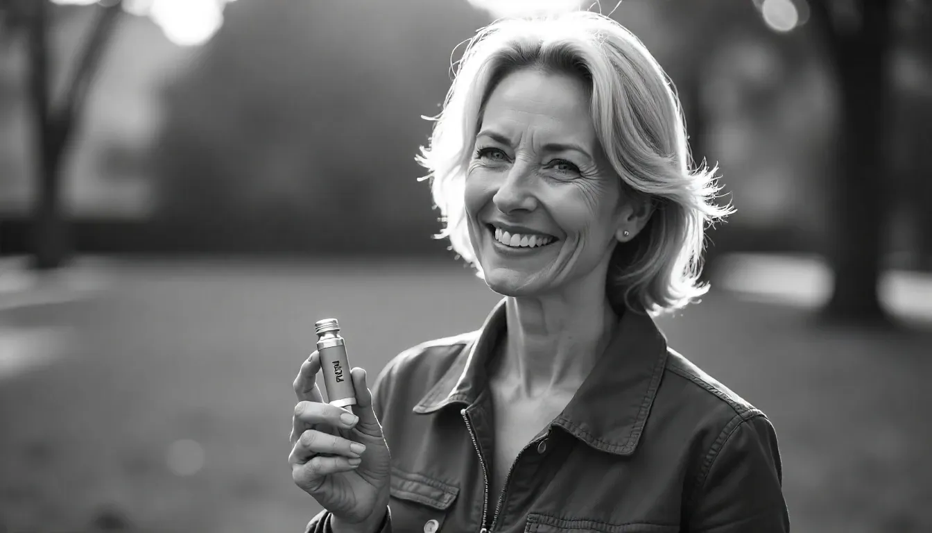 Woman with Mitolyn capsule for energy and fat burning